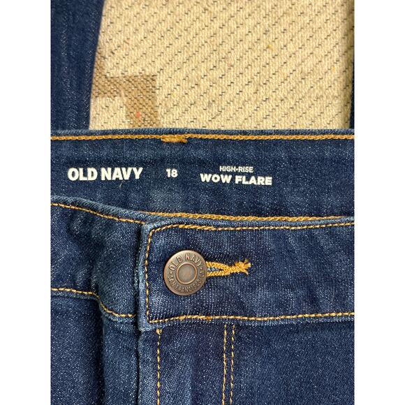 Old navy wow flare high rise dark rinse blue jeans, size 18 - Picture 3 of 12